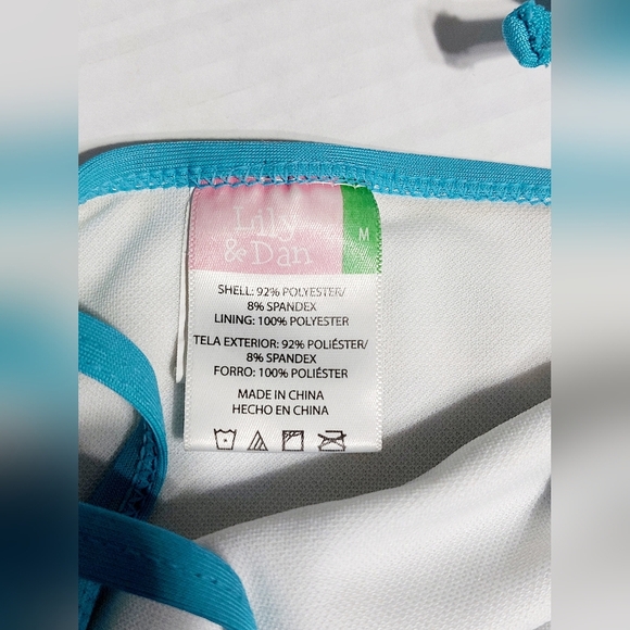 ⭐️5/$25 Lily and Dan 2 piece tankini green and blue striped girls size M - Picture 5 of 6